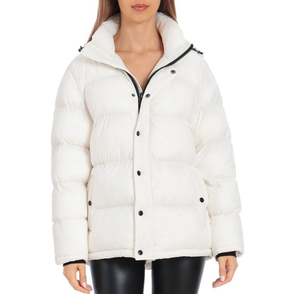 Bagatelle Puffer Hooded Jacket Relaxed Fit Ivory White XL